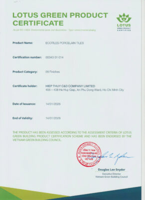 Chứng nhận Vật liệu xanh LOTUS